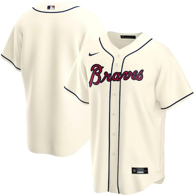 Men's Atlanta Braves Cream Cool Base Stitched MLB Jersey