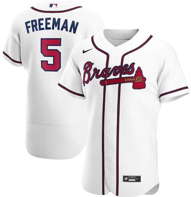 Men's Atlanta Braves White #5 Freddie Freeman 2020 Flex Base Stitched MLB Jersey