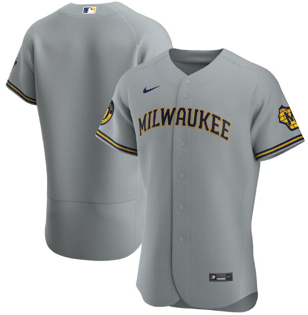 Men's Milwaukee Brewers Blank Grey Flex Base Stitched MLB Jersey