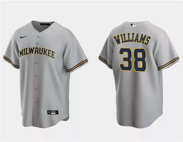 Men's Milwaukee Brewers #38 Devin Williams Gray Cool Base Stitched Jersey