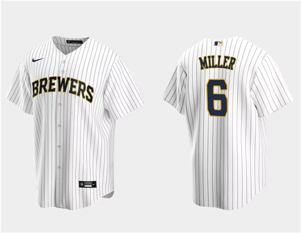 Men's Milwaukee Brewers #6 Owen Miller White Cool Base Stitched Jersey