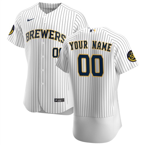 Men's Milwaukee Brewers Customized Authentic Stitched MLB Jersey