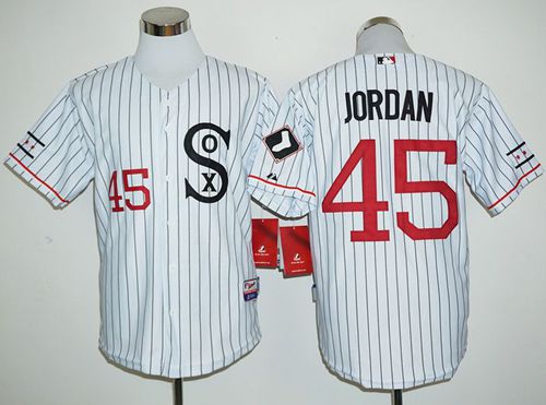 White Sox #45 Michael Jordan White(Black Strip) Cooperstown Stitched MLB Jersey