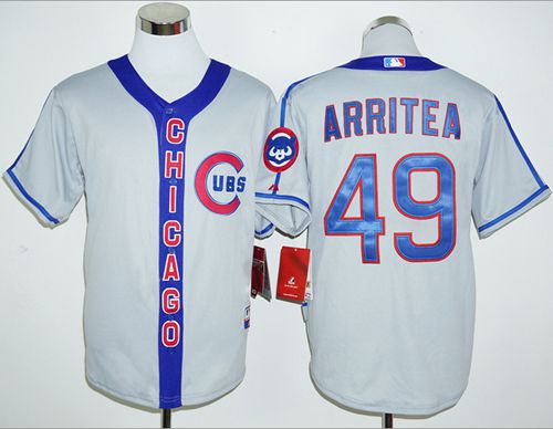 Cubs #49 Jake Arrieta Grey Cooperstown Stitched MLB Jersey