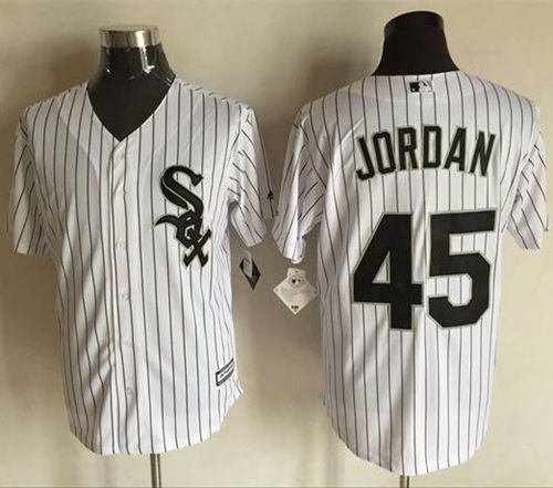 White Sox #45 Michael Jordan White(Black Strip) New Cool Base Stitched MLB Jersey