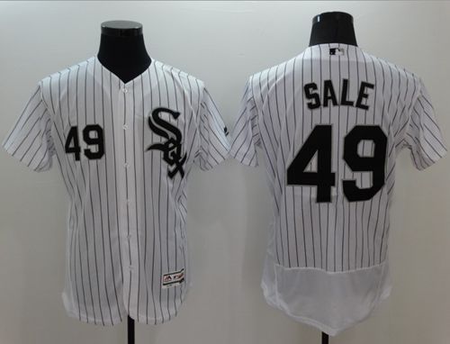 White Sox #49 Chris Sale White(Black Strip) Flexbase Authentic Collection Stitched MLB Jersey