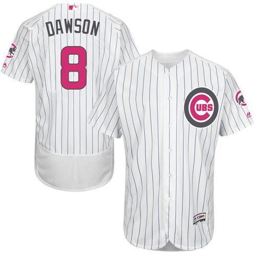 Cubs #8 Andre Dawson White(Blue Strip) Flexbase Authentic Collection 2016 Mother's Day Stitched MLB Jersey