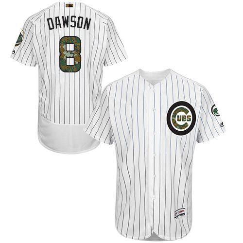 Cubs #8 Andre Dawson White(Blue Strip) Flexbase Authentic Collection 2016 Memorial Day Stitched MLB Jersey