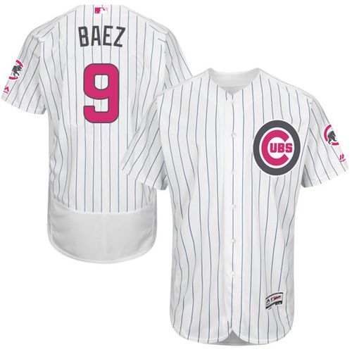 Cubs #9 Javier Baez White(Blue Strip) Flexbase Authentic Collection 2016 Mother's Day Stitched MLB Jersey