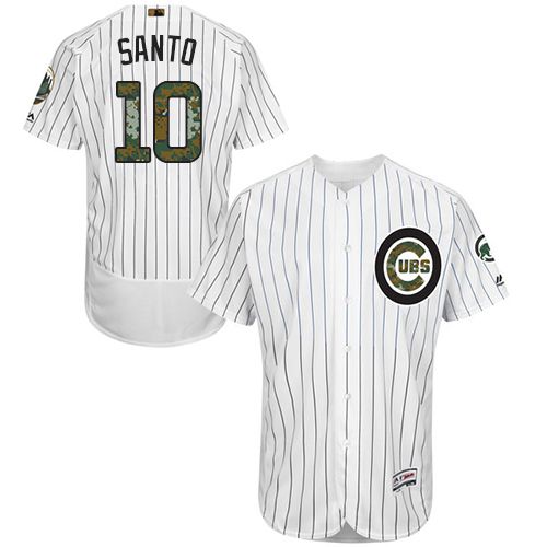 Cubs #10 Ron Santo White(Blue Strip) Flexbase Authentic Collection 2016 Memorial Day Stitched MLB Jersey