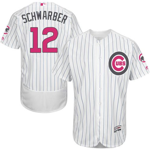 Cubs #12 Kyle Schwarber White(Blue Strip) Flexbase Authentic Collection 2016 Mother's Day Stitched MLB Jersey