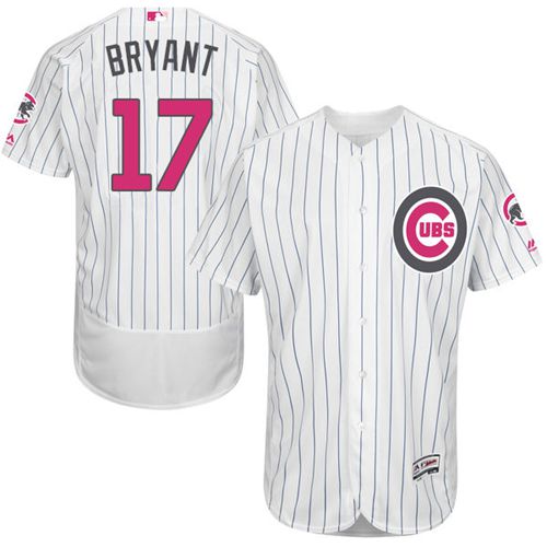 Cubs #17 Kris Bryant White(Blue Strip) Flexbase Authentic Collection 2016 Mother's Day Stitched MLB Jersey