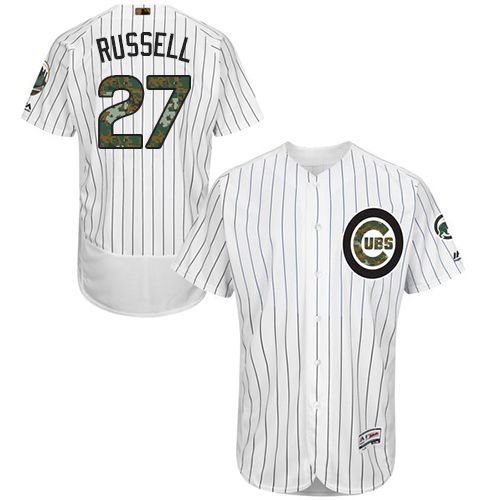 Cubs #27 Addison Russell White(Blue Strip) Flexbase Authentic Collection 2016 Memorial Day Stitched MLB Jersey