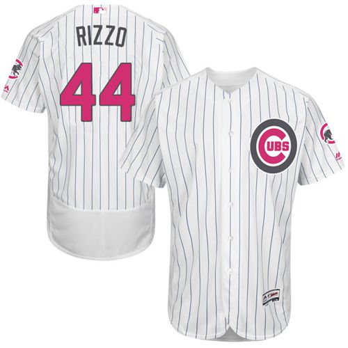 Cubs #44 Anthony Rizzo White(Blue Strip) Flexbase Authentic Collection 2016 Mother's Day Stitched MLB Jersey