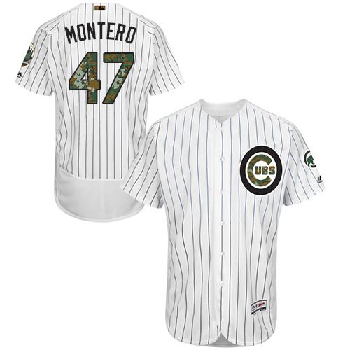 Cubs #47 Miguel Montero White(Blue Strip) Flexbase Authentic Collection 2016 Memorial Day Stitched MLB Jersey