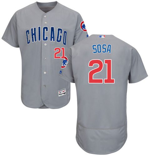 Cubs #21 Sammy Sosa Grey Flexbase Authentic Collection Road Stitched MLB Jersey