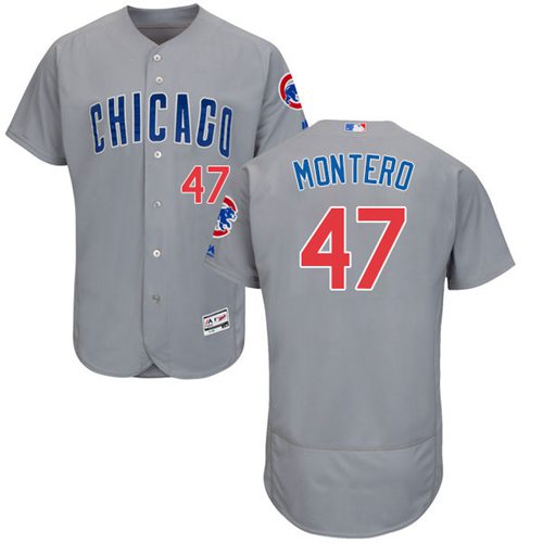 Cubs #47 Miguel Montero Grey Flexbase Authentic Collection Road Stitched MLB Jersey