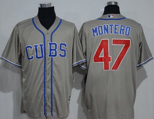 Cubs #47 Miguel Montero Grey New Cool Base Alternate Road Stitched MLB Jersey