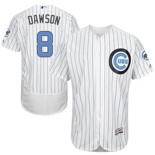 Cubs #8 Andre Dawson White(Blue Strip) Flexbase Authentic Collection 2016 Father's Day Stitched MLB Jersey
