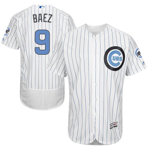 Cubs #9 Javier Baez White(Blue Strip) Flexbase Authentic Collection 2016 Father's Day Stitched MLB Jersey