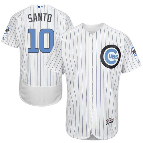 Cubs #10 Ron Santo White(Blue Strip) Flexbase Authentic Collection 2016 Father's Day Stitched MLB Jersey