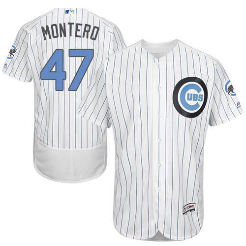 Cubs #47 Miguel Montero White(Blue Strip) Flexbase Authentic Collection 2016 Father's Day Stitched MLB Jersey