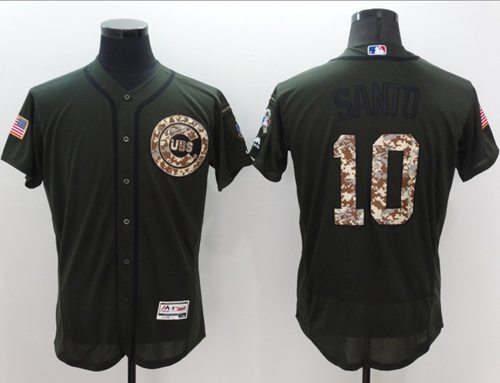Cubs #10 Ron Santo Green Flexbase Authentic Collection Salute to Service Stitched MLB Jersey