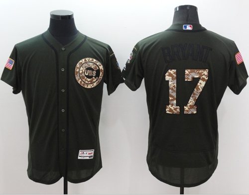 Cubs #17 Kris Bryant Green Flexbase Authentic Collection Salute to Service Stitched MLB Jersey