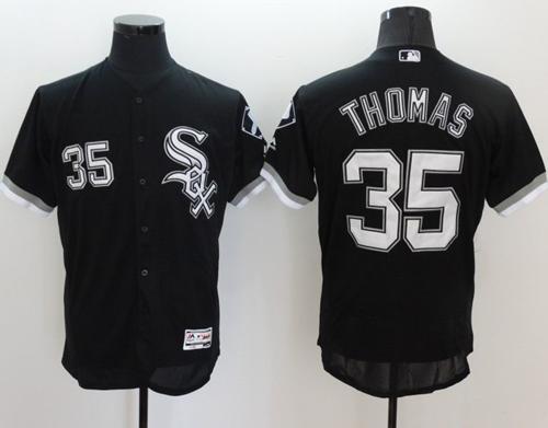 White Sox #35 Frank Thomas Black Flexbase Authentic Collection Stitched MLB Jersey