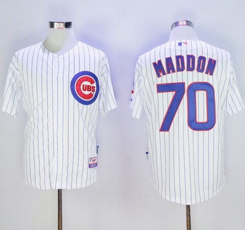 Cubs #70 Joe Maddon White(Blue Strip) Cool Base Stitched MLB Jersey