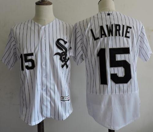 White Sox #15 Brett Lawrie White(Black Strip) Flexbase Authentic Collection Stitched MLB Jersey
