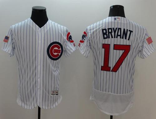 Cubs #17 Kris Bryant White Fashion Stars & Stripes Flexbase Authentic Stitched MLB Jersey
