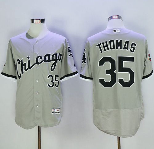 White Sox #35 Frank Thomas Grey Flexbase Authentic Collection Stitched MLB Jersey