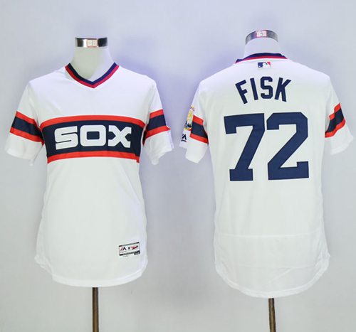 White Sox #72 Carlton Fisk White Flexbase Authentic Collection Alternate Home Stitched MLB Jersey