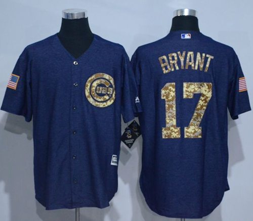 Cubs #17 Kris Bryant Denim Blue Salute to Service Stitched MLB Jersey