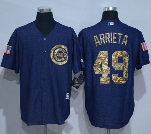Cubs #49 Jake Arrieta Denim Blue Salute to Service Stitched MLB Jersey