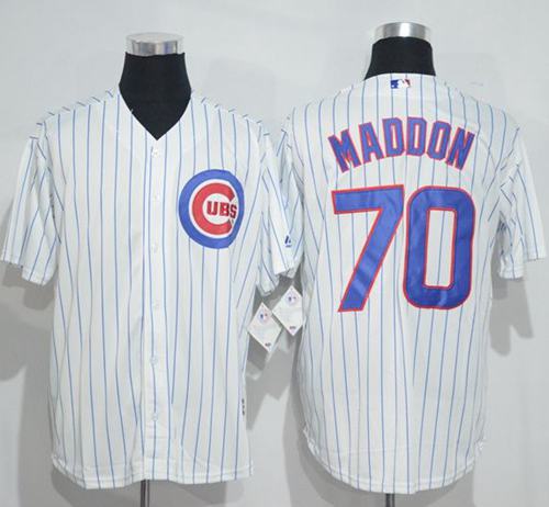 Cubs #70 Joe Maddon White(Blue Strip) New Cool Base Stitched MLB Jersey