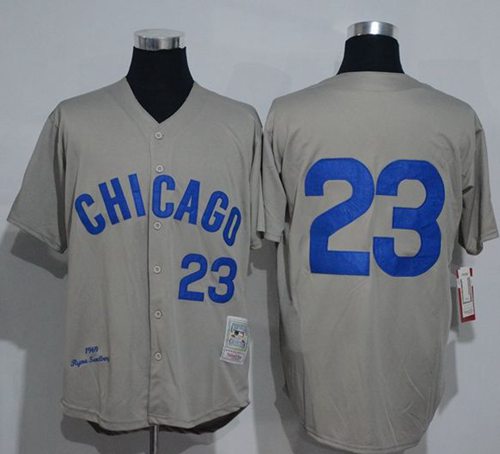 Mitchell And Ness 1969 Cubs #23 Ryne Sandberg Grey Throwback Stitched MLB Jersey