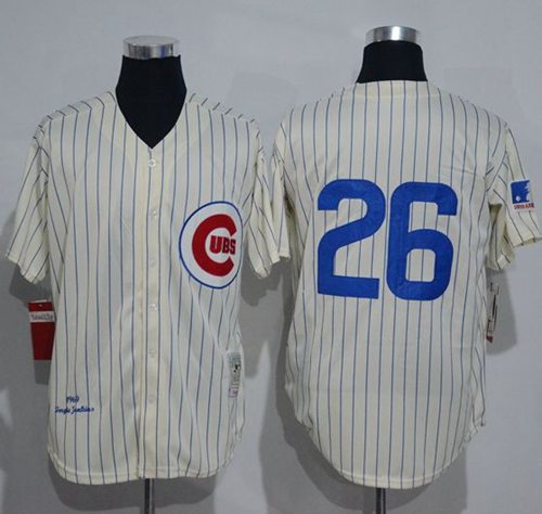 Mitchell And Ness 1969 Cubs #26 Billy Williams Cream Strip Throwback Stitched MLB Jersey