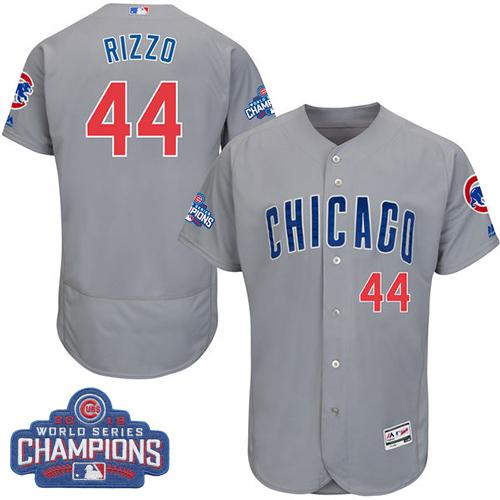 Cubs #44 Anthony Rizzo Grey Flexbase Authentic Collection Road 2016 World Series Champions Stitched MLB Jersey