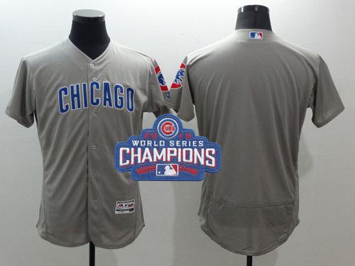 Cubs Blank Grey Flexbase Authentic Collection Road 2016 World Series Champions Stitched MLB Jersey