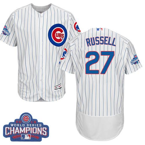 Cubs #27 Addison Russell White Flexbase Authentic Collection 2016 World Series Champions Stitched MLB Jersey