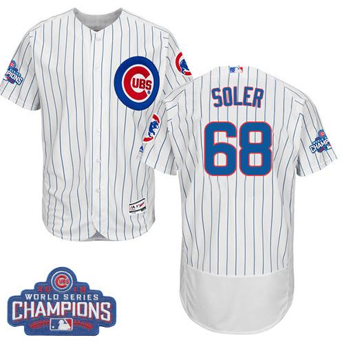 Cubs #68 Jorge Soler White Flexbase Authentic Collection 2016 World Series Champions Stitched MLB Jersey