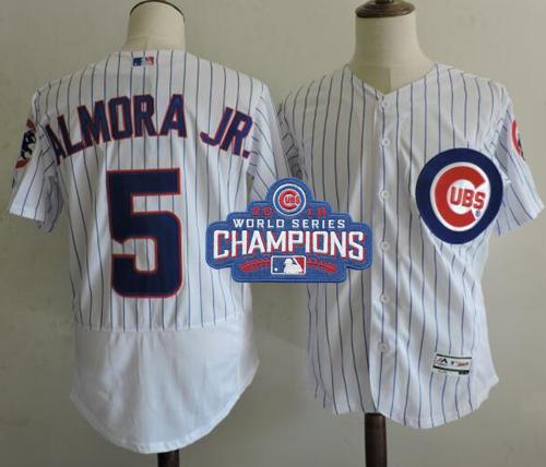 Cubs #5 Albert Almora Jr. White Flexbase Authentic Collection 2016 World Series Champions Stitched MLB Jersey