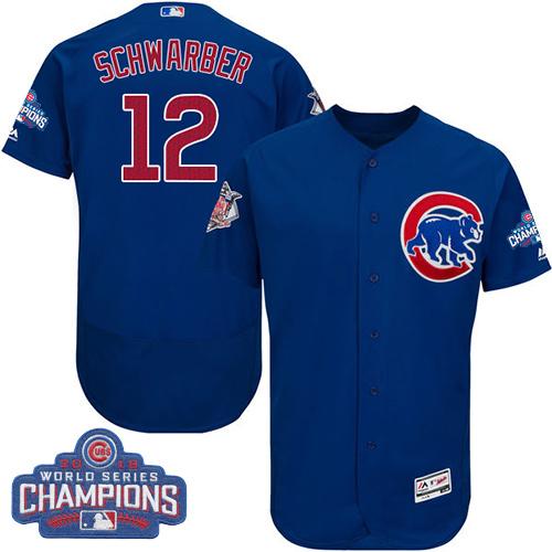 Cubs #12 Kyle Schwarber Blue Flexbase Authentic Collection 2016 World Series Champions Stitched MLB Jersey