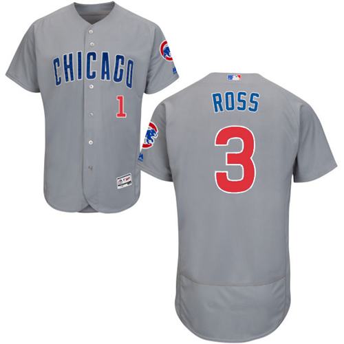 Cubs #3 David Ross Grey Flexbase Authentic Collection Road Stitched MLB Jersey