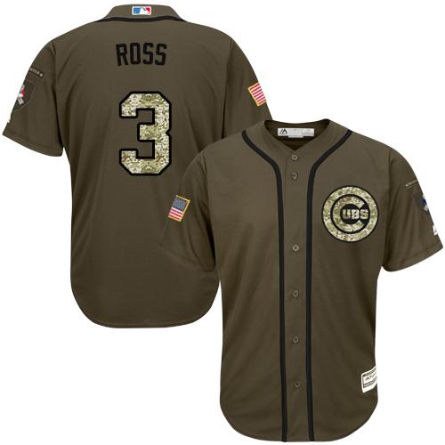 Cubs #3 David Ross Green Salute to Service Stitched MLB Jersey