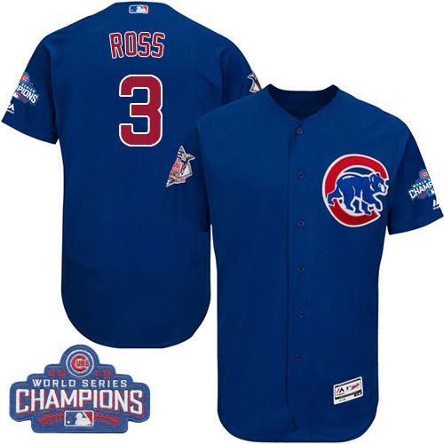 Cubs #3 David Ross Blue Flexbase Authentic Collection 2016 World Series Champions Stitched MLB Jersey