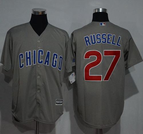 Cubs #27 Addison Russell Grey New Cool Base Stitched MLB Jersey