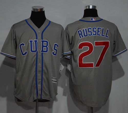 Cubs #27 Addison Russell Grey New Cool Base Alternate Road Stitched MLB Jersey
